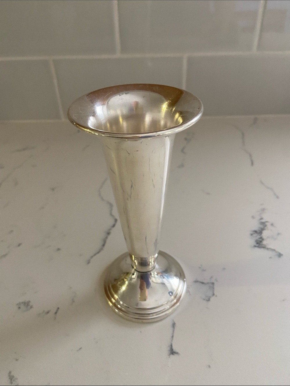 Vintage Sheridan Silver on Copper Trumpet Bud Vase - Picture 4 of 7